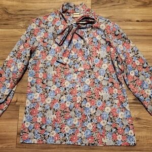 Lucky Winner Women’s Vintage Floral Blouse Long Sleeve Size 16